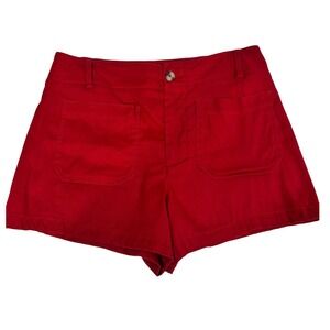 Maeve The Colette Short Red Linen Blend High Waist Pockets Size 31